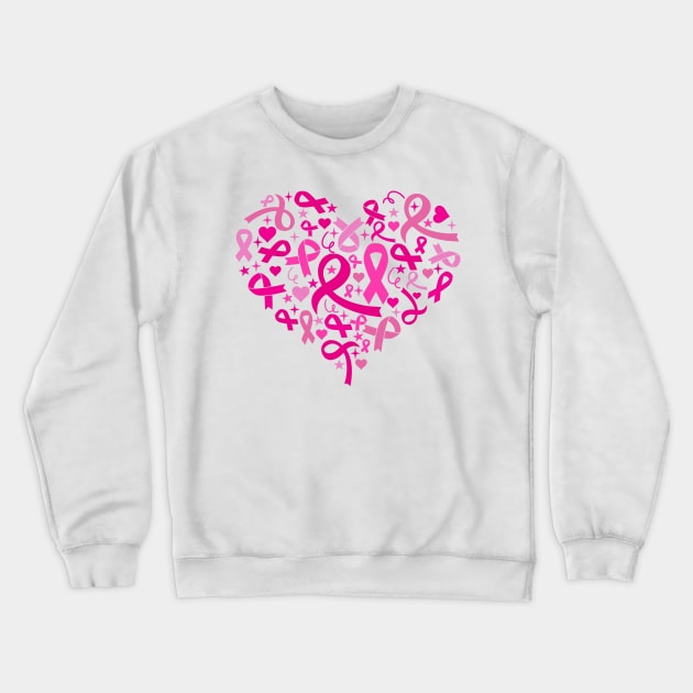 Breast Cancer Awareness Heart Crewneck Sweatshirt by SVGBistro